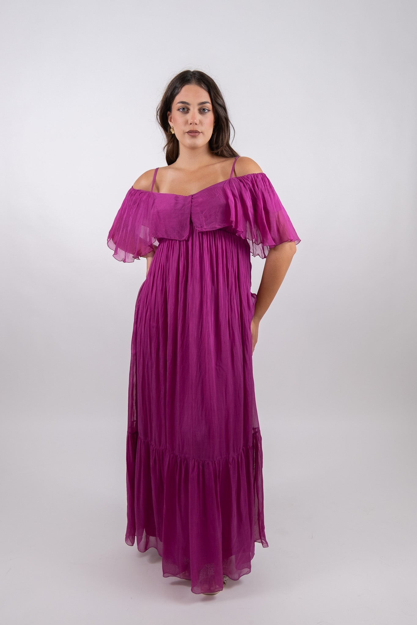 Dixie - Abito lungo con spalline e volant leggeri - Donna - World Fashion