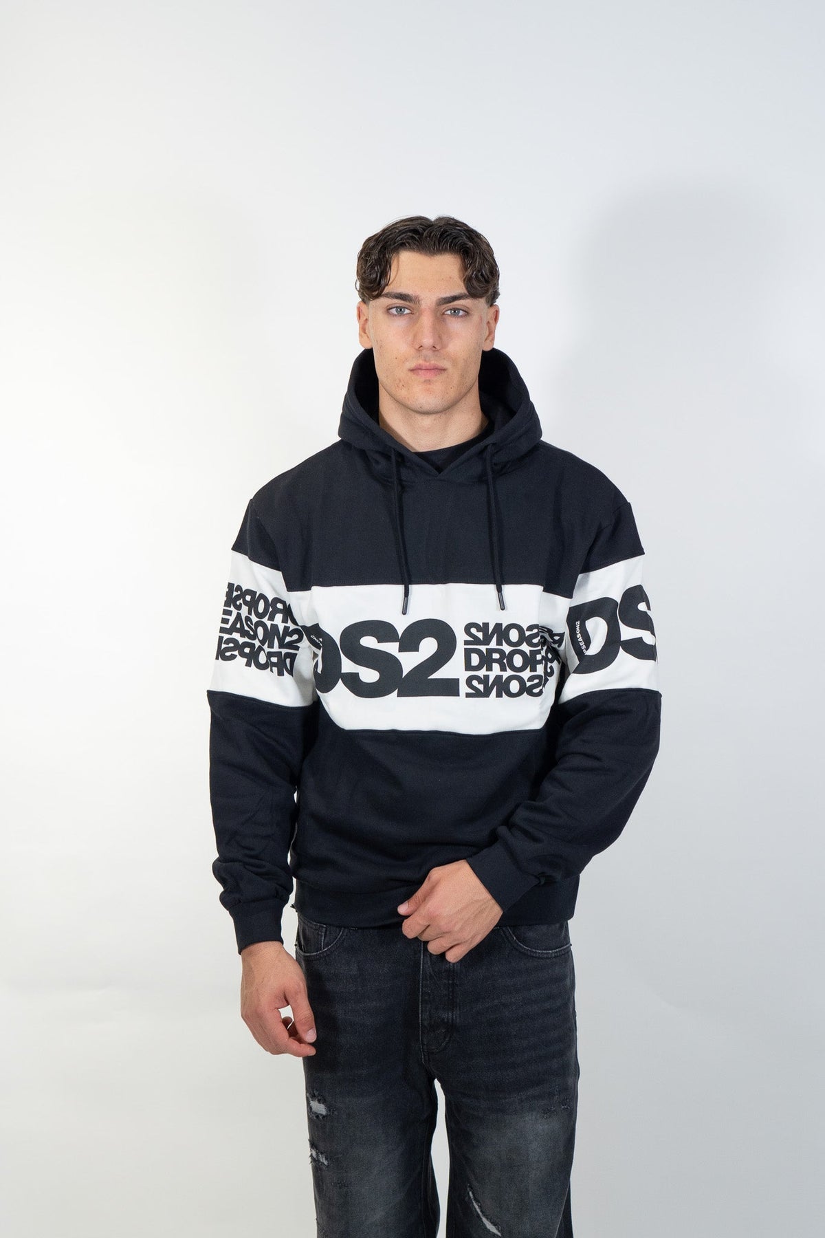 Ds2 - Felpa con cappuccio e maxi logo - Uomo - World Fashion