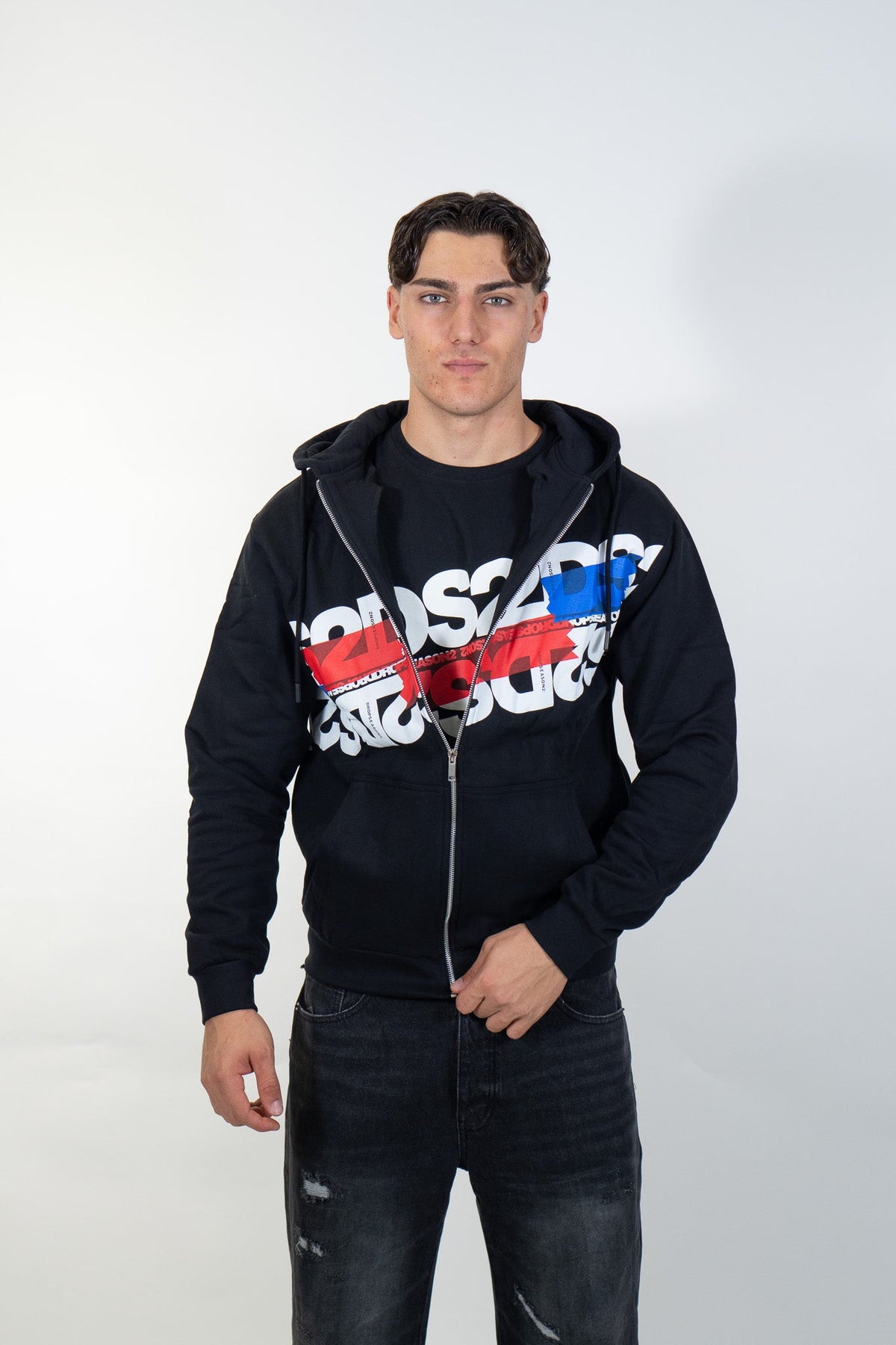 Ds2 - Felpa con zip e logo multicolor - Uomo - World Fashion