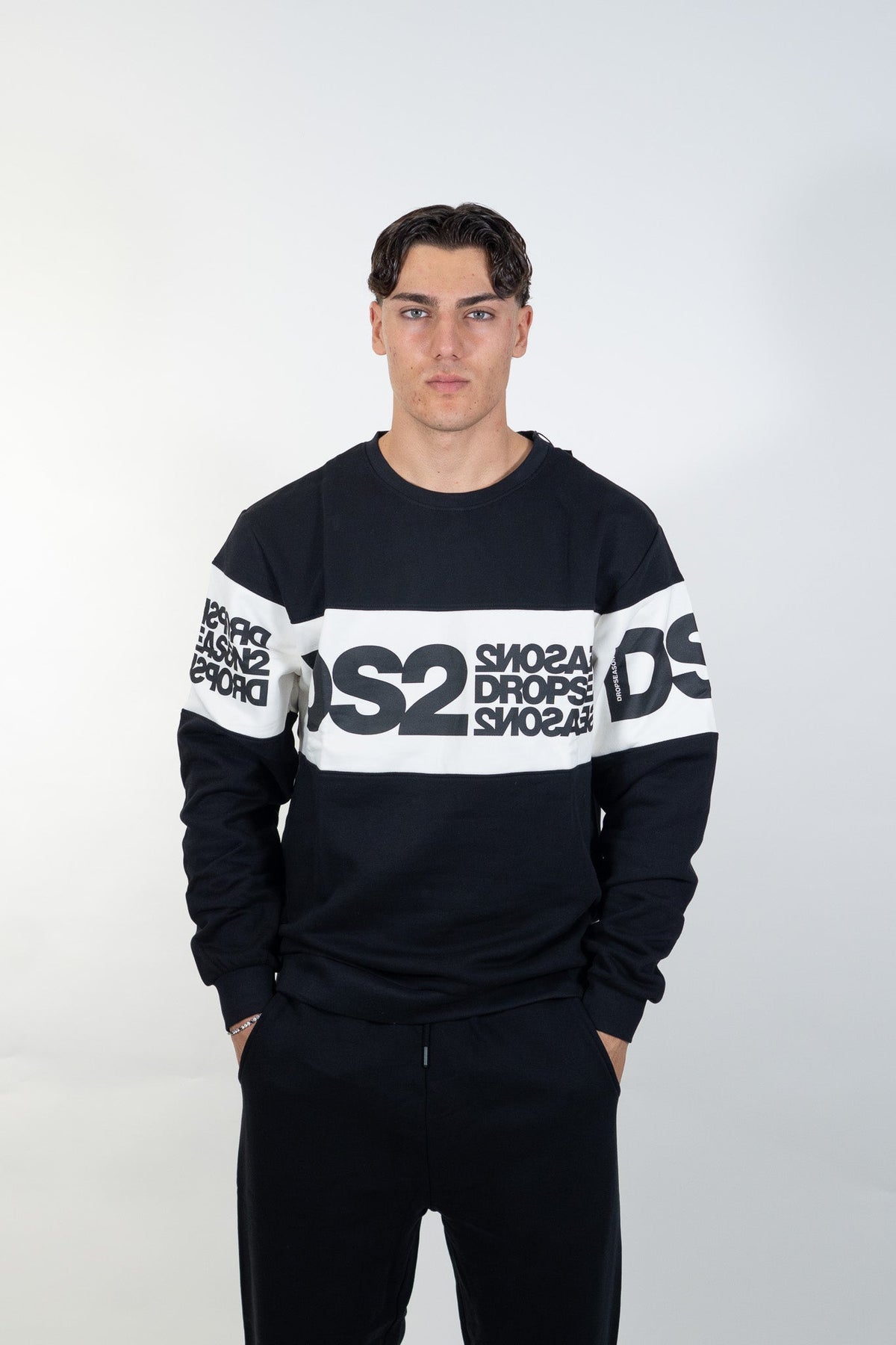 Ds2 - Felpa girocollo con fascia logo - Uomo - World Fashion