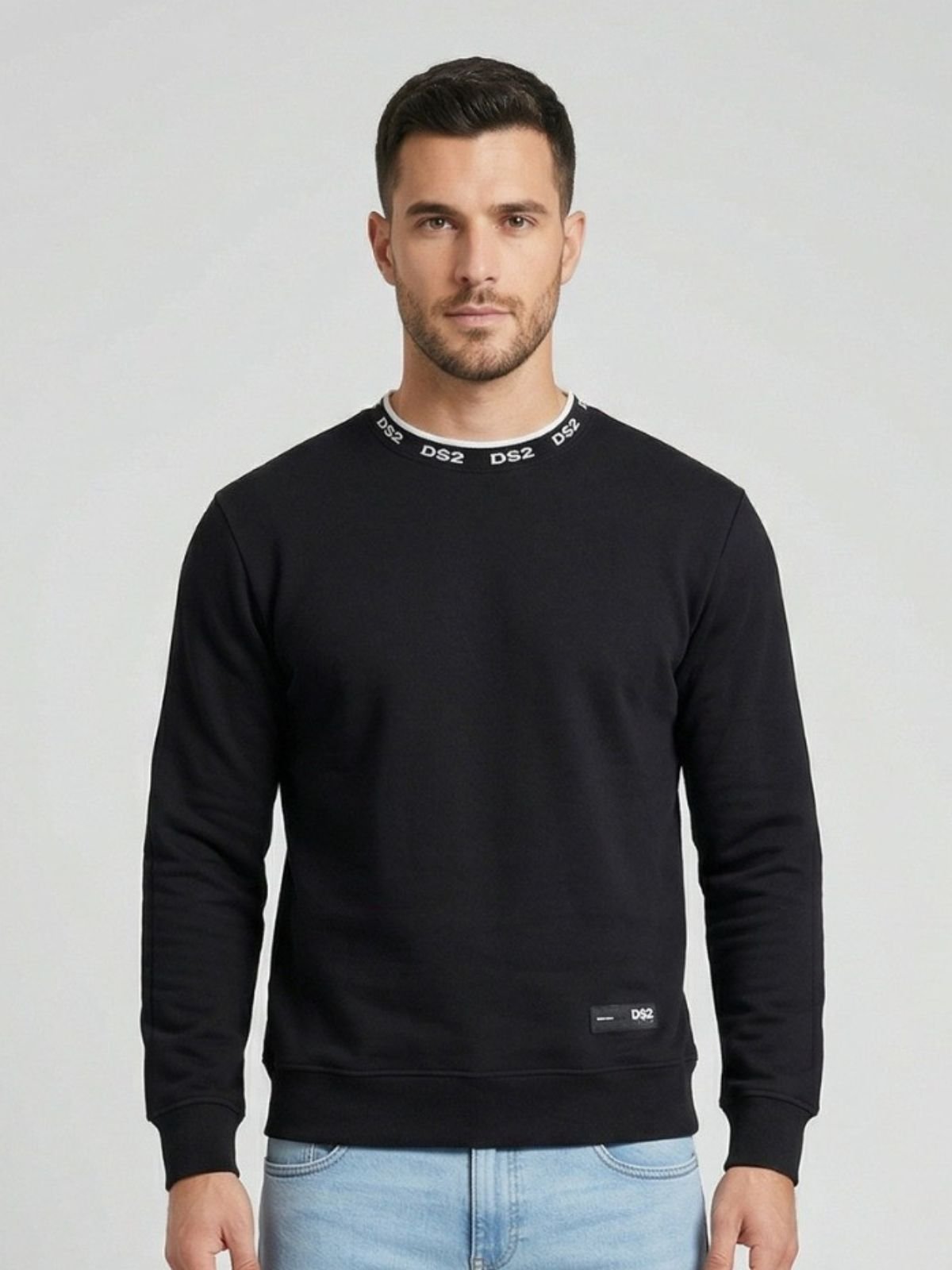 Ds2 - Felpa girocollo in cotone con logo sul colletto - Uomo - World Fashion