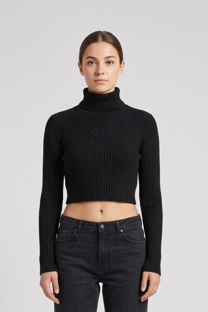 Ds2 - Maglia Collo Alto Crop - Donna - World Fashion
