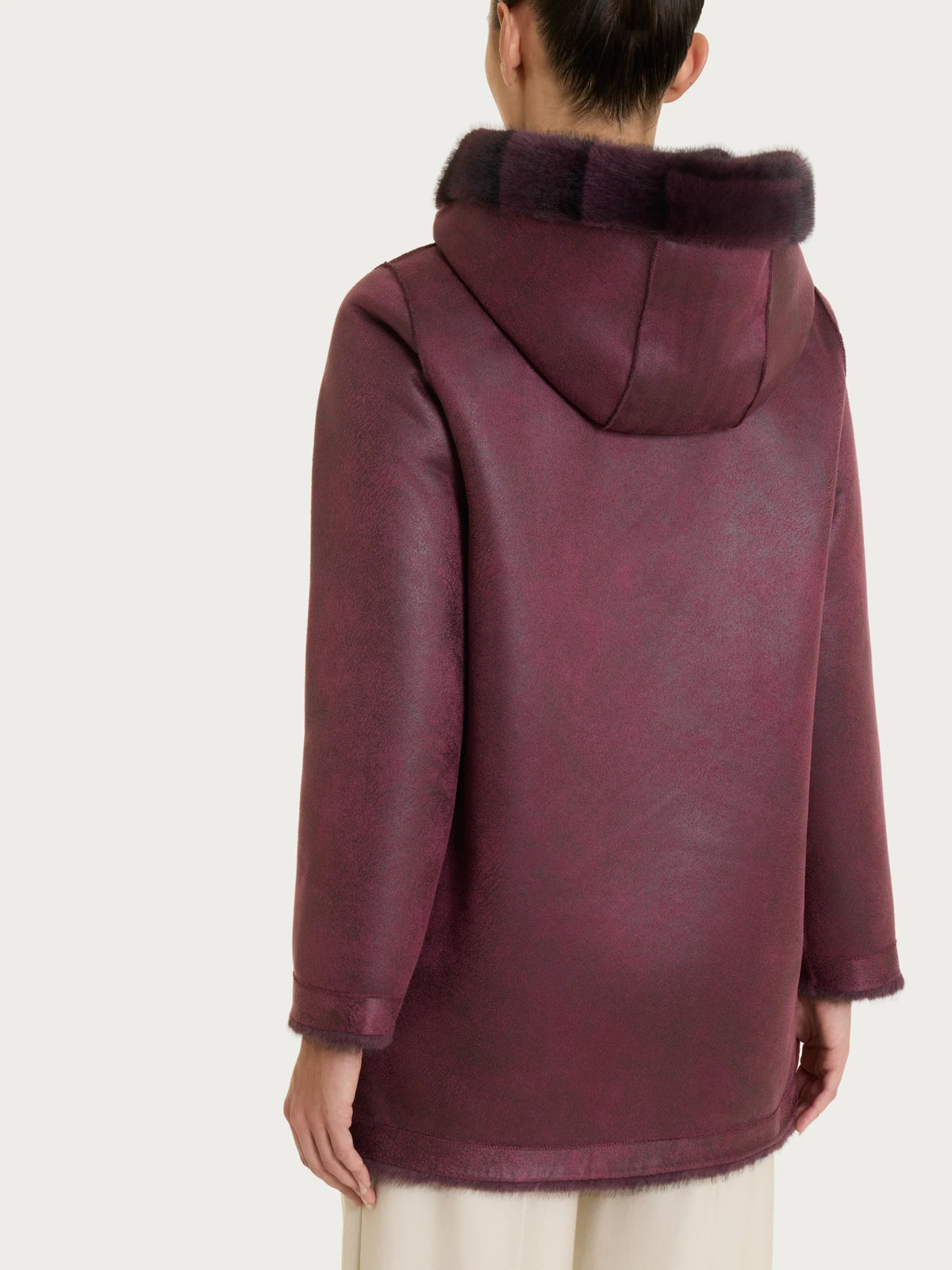 Ragno - Cappotto Double Face Vegan Shearling con Cappuccio - Donna