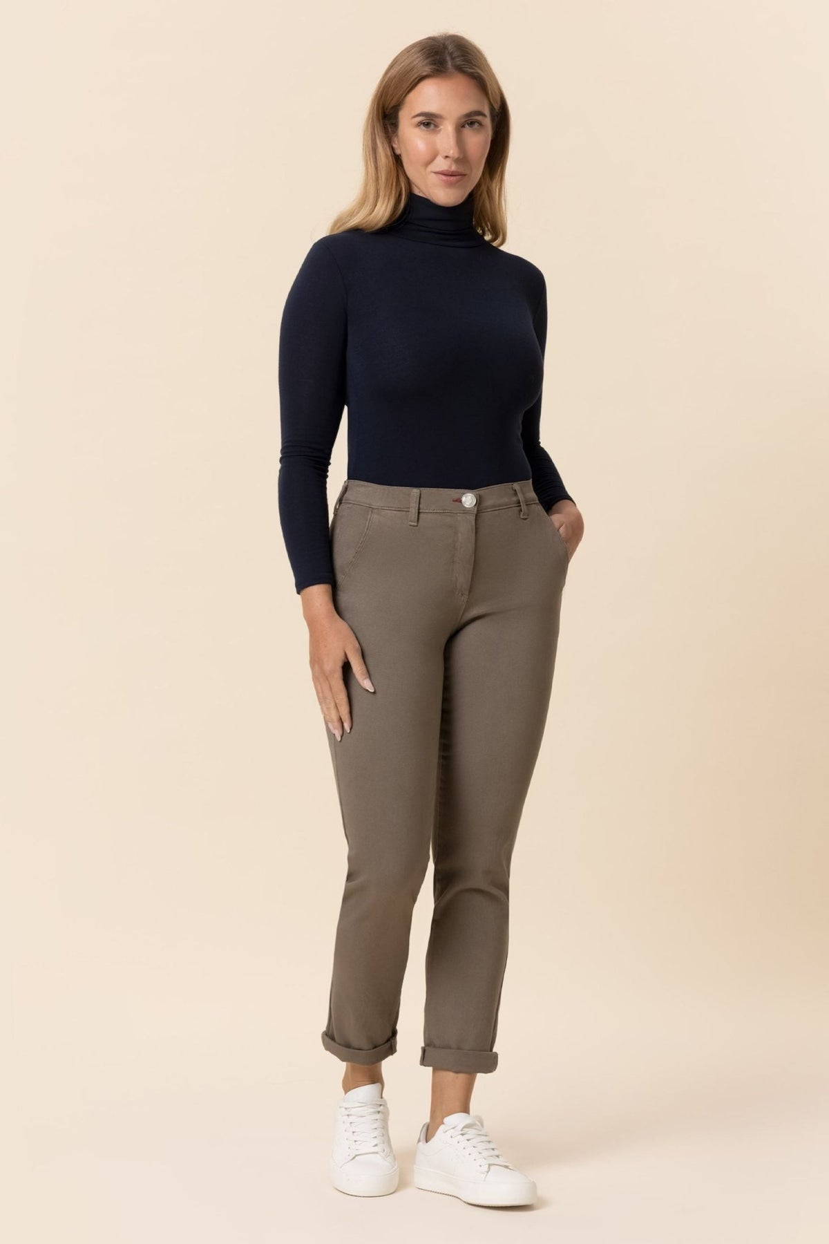 East Drive - Pantalone cinos in cotone super stretch - Donna - World Fashion