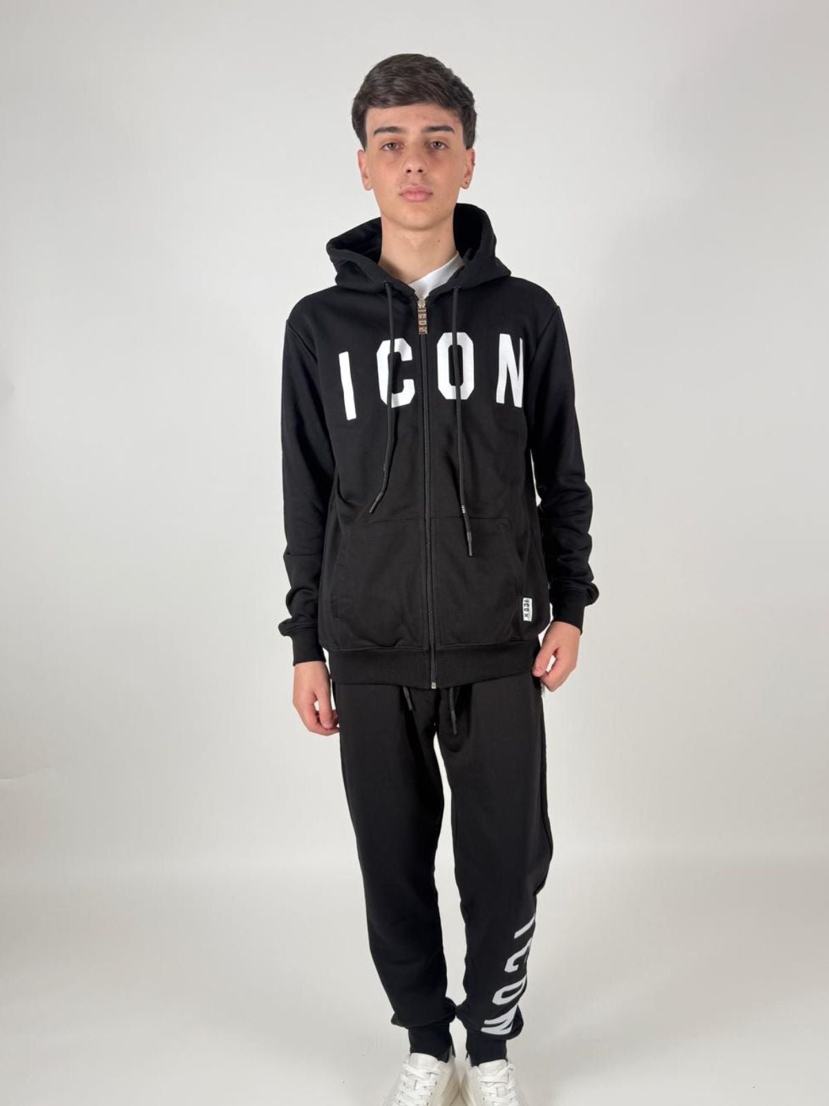 Felpa Cappuccio C/Zip Basica Uomo - Icon - World Fashion