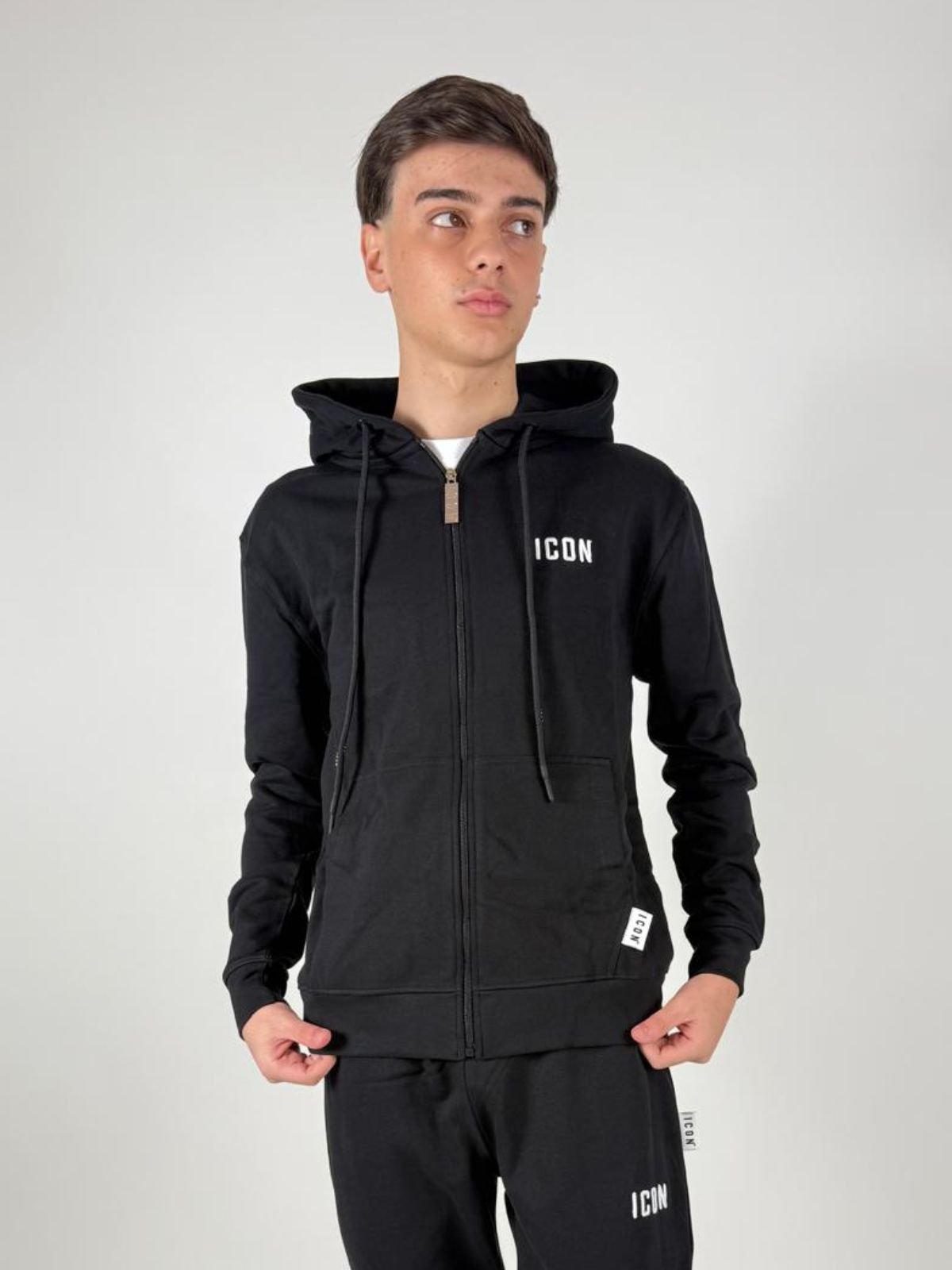 Felpa Cappuccio C/Zip C/Ricamo Uomo - Icon - World Fashion