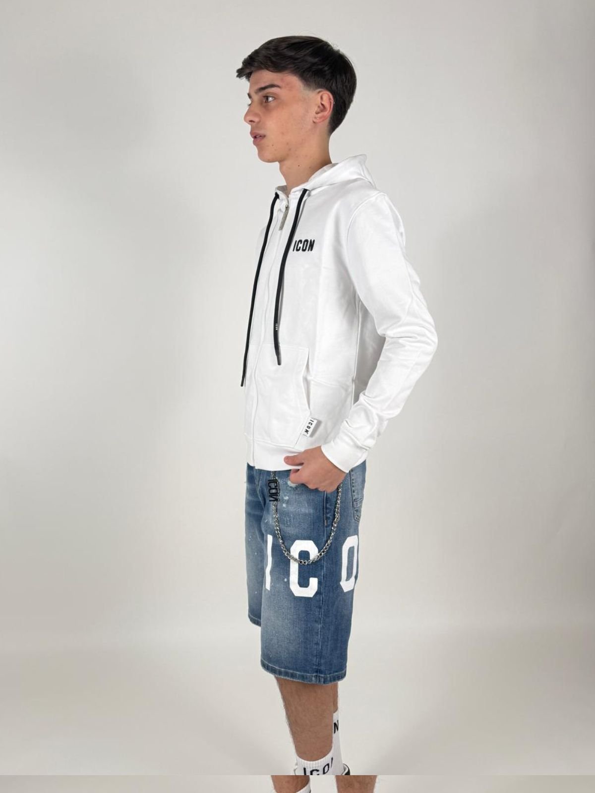 Felpa Cappuccio C/Zip C/Ricamo Uomo - Icon - World Fashion