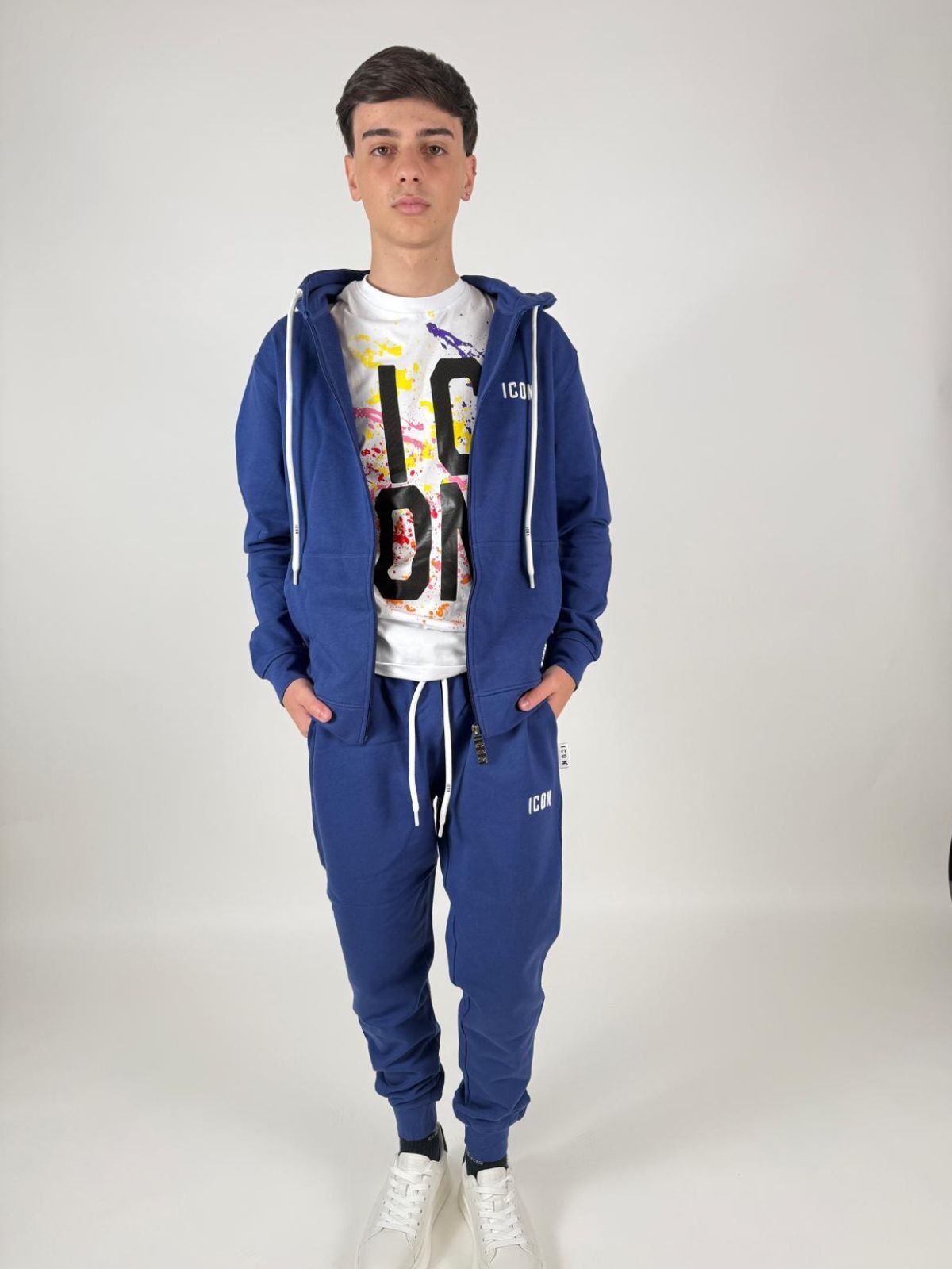 Felpa Cappuccio C/Zip C/Ricamo Uomo - Icon - World Fashion