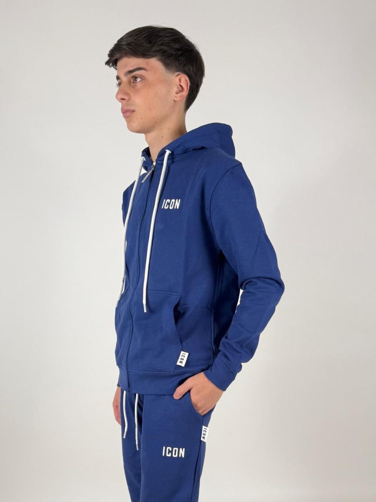 Felpa Cappuccio C/Zip C/Ricamo Uomo - Icon - World Fashion