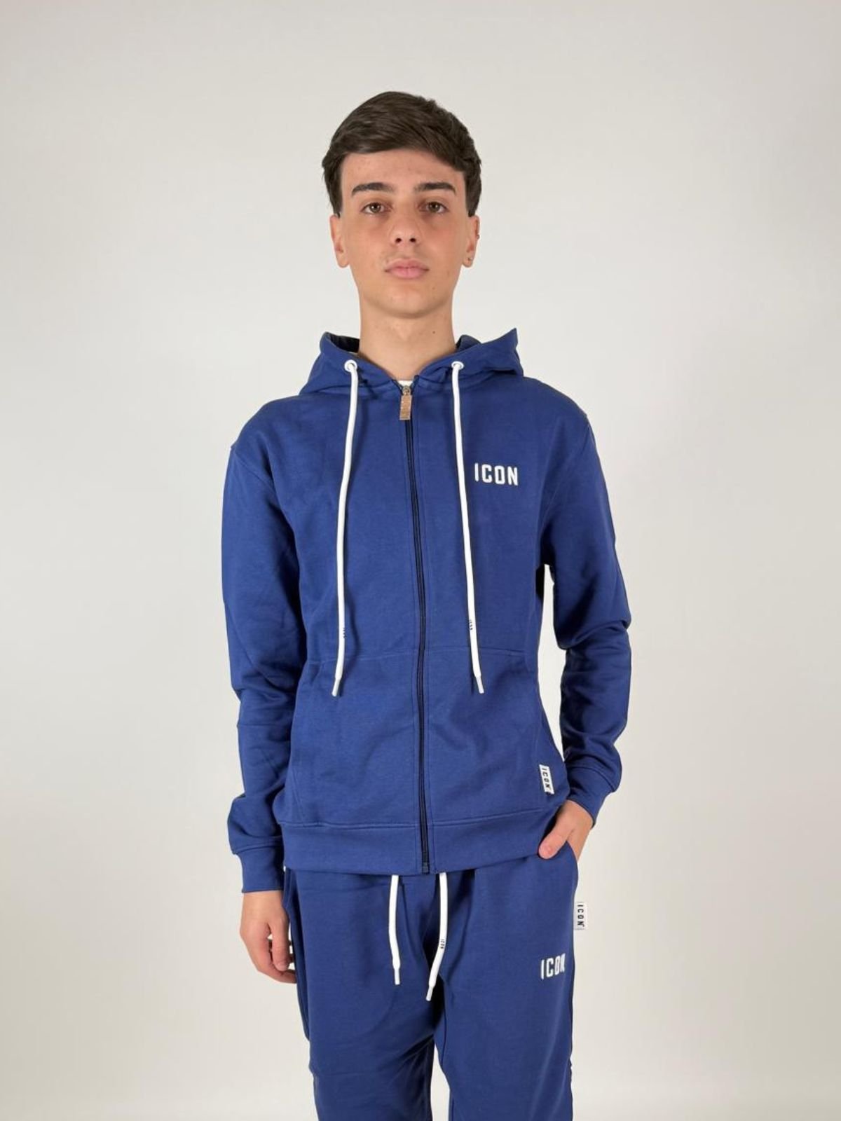 Felpa Cappuccio C/Zip C/Ricamo Uomo - Icon - World Fashion