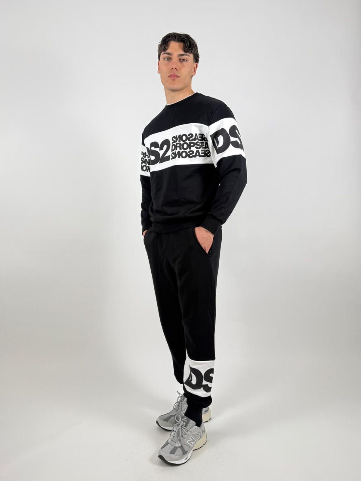 Felpa girocollo Con Inserti Logati Uomo - Ds2 - World Fashion