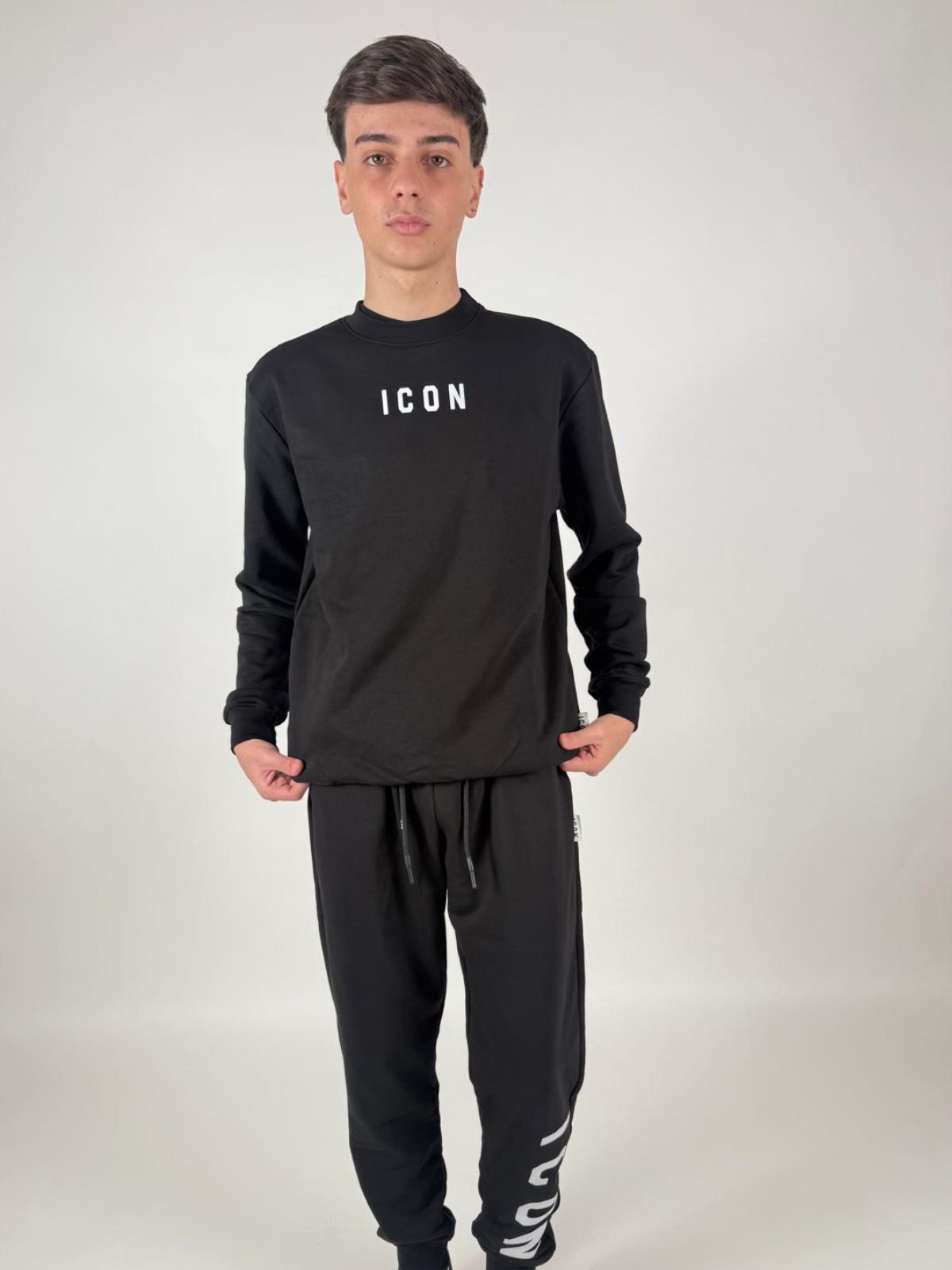 Felpa Girocollo Doppio Logo Basica Uomo - Icon - World Fashion