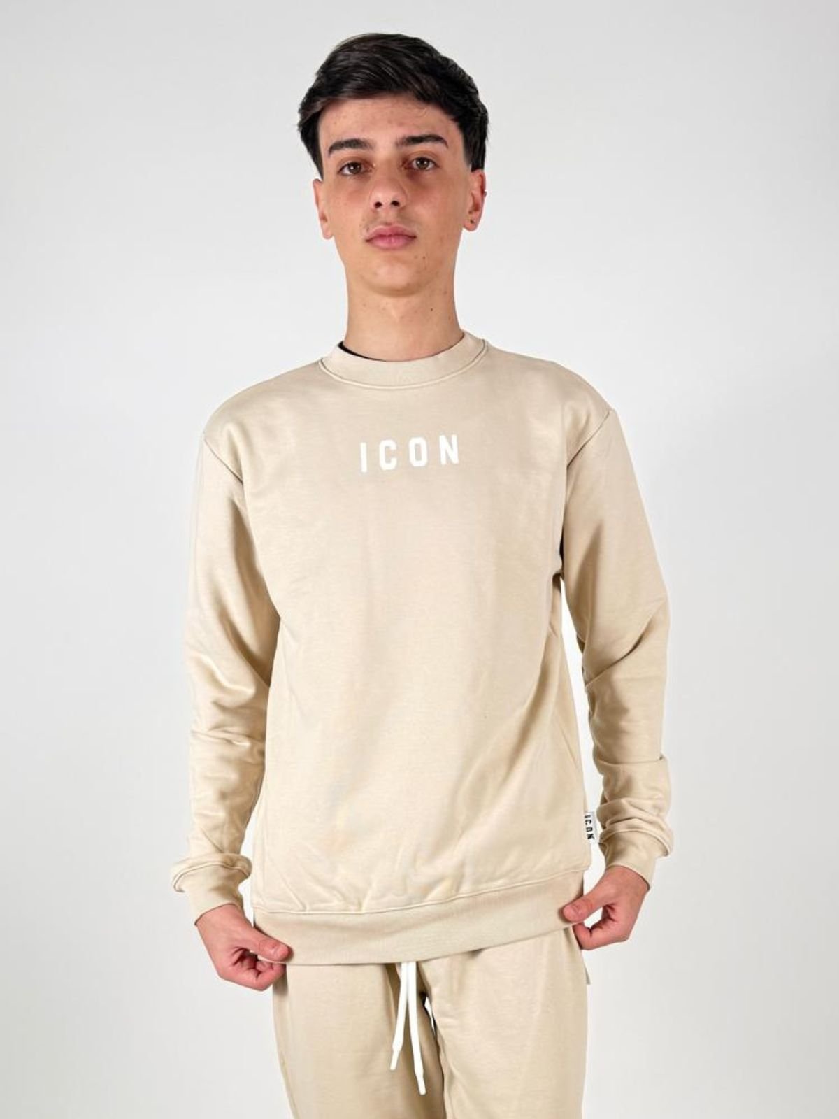 Felpa Girocollo Doppio Logo Basica Uomo - Icon - World Fashion