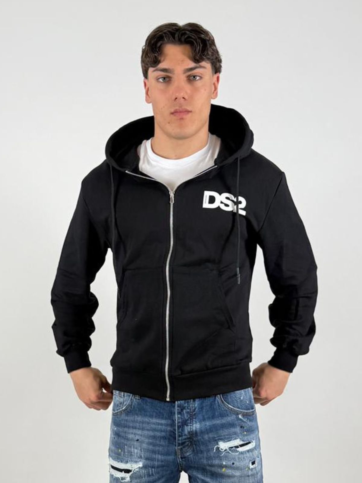 Felpa Zip C/Cappuccio Uomo - Ds2 - World Fashion