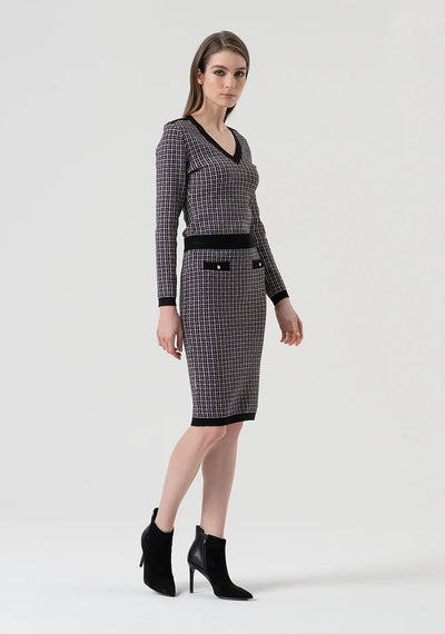 Gonna slim midi con jacquard geometrico - FRACOMINA - FR25WG4010K503F8