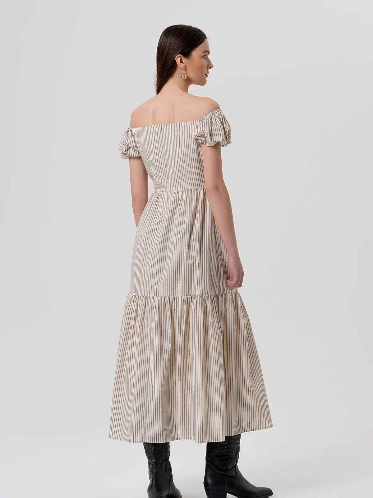 Fracomina - Abito regular lungo in cotone a righe - Donna - World Fashion