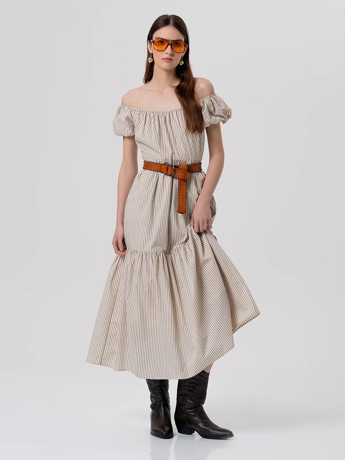 Fracomina - Abito regular lungo in cotone a righe - Donna - World Fashion