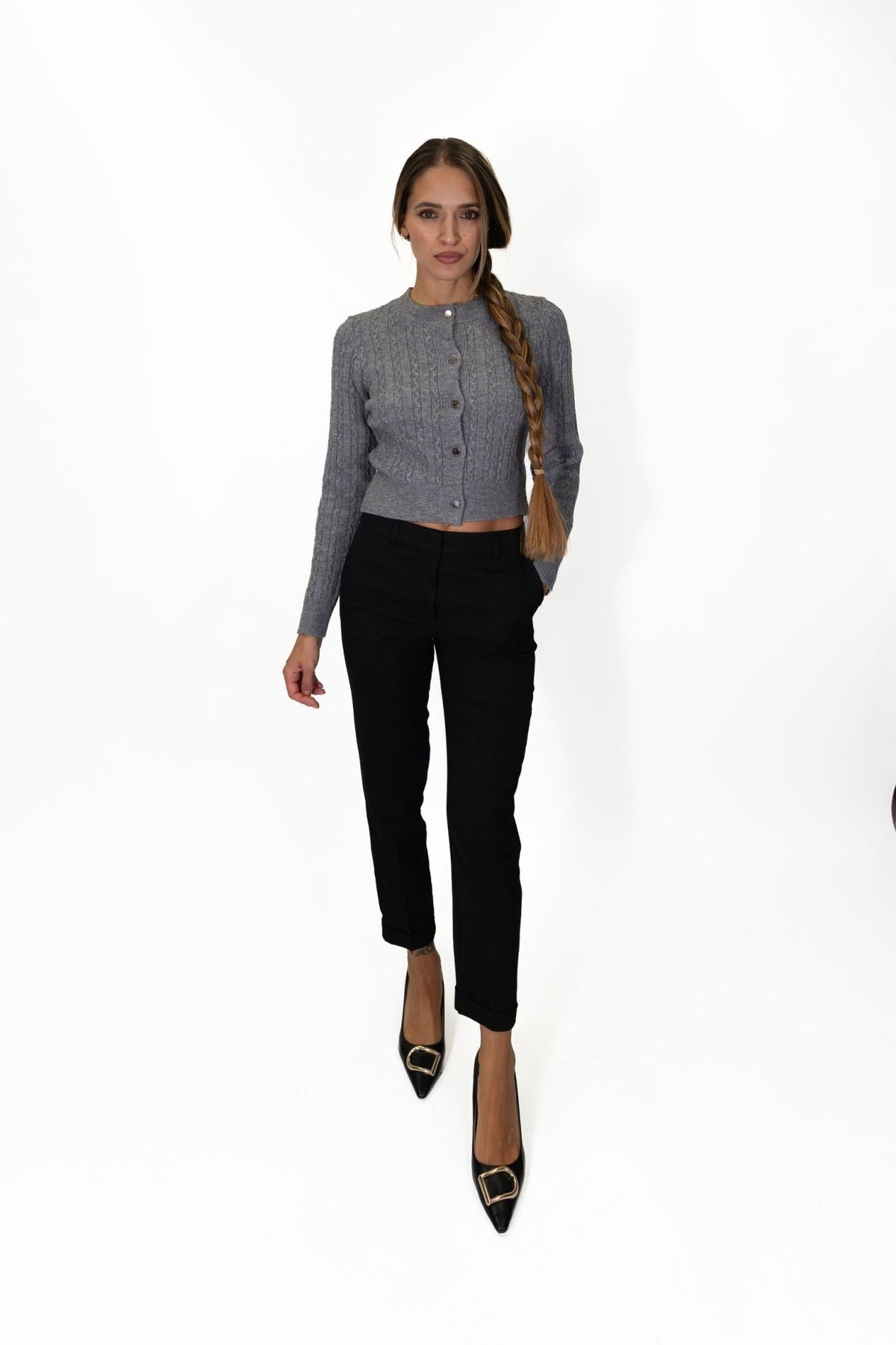 Fracomina - Cardigan regular con punto treccia - Donna - World Fashion