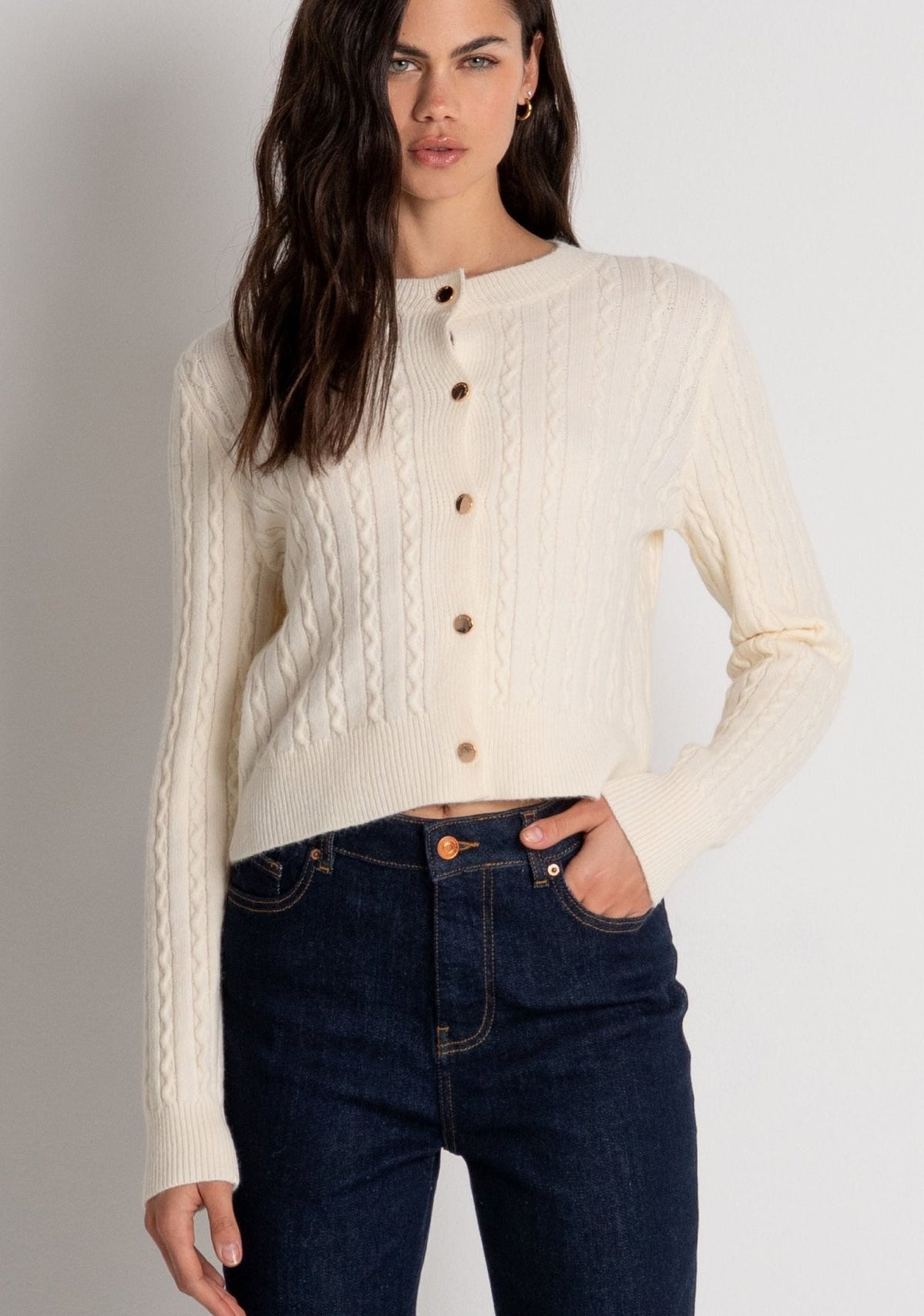 Fracomina - Cardigan regular con punto treccia - Donna - World Fashion
