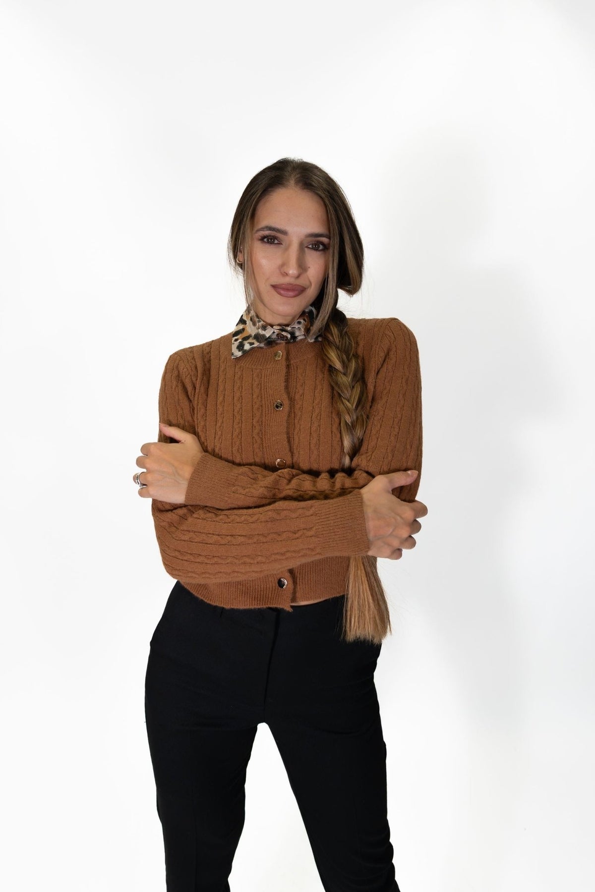 Fracomina - Cardigan regular con punto treccia - Donna - World Fashion