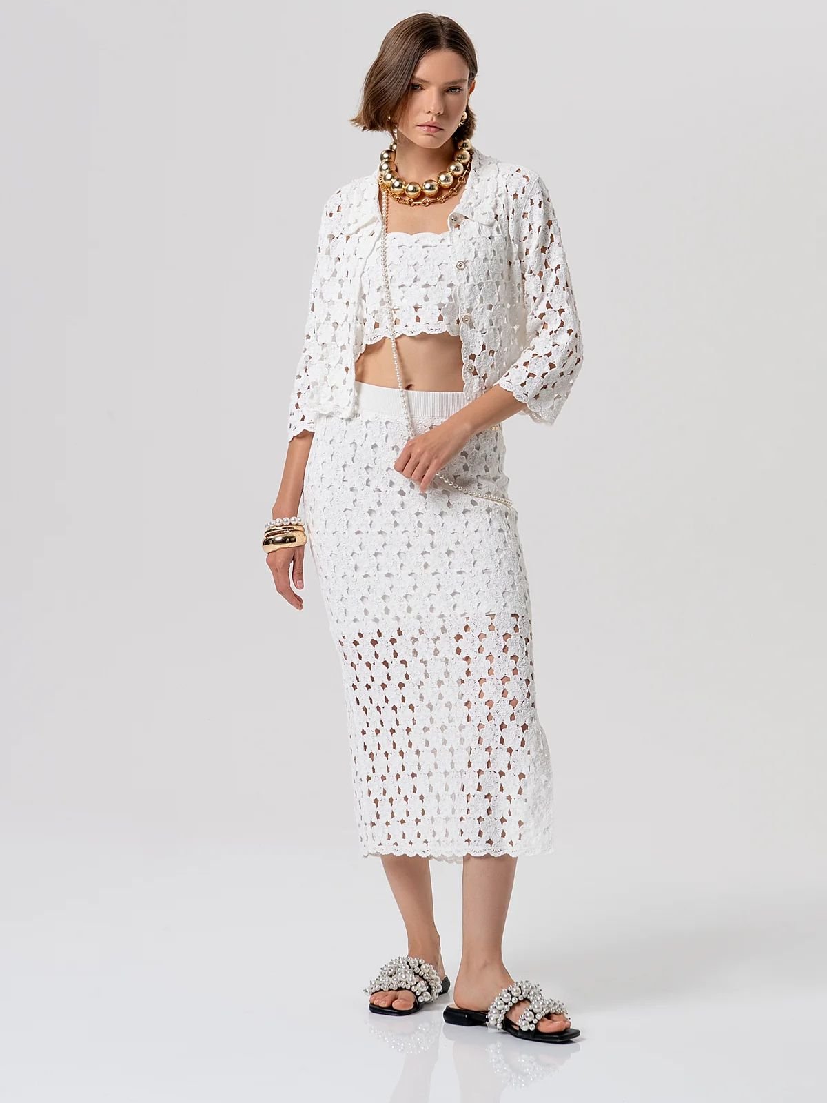 Fracomina - Cardigan regular in pizzo - Donna - World Fashion