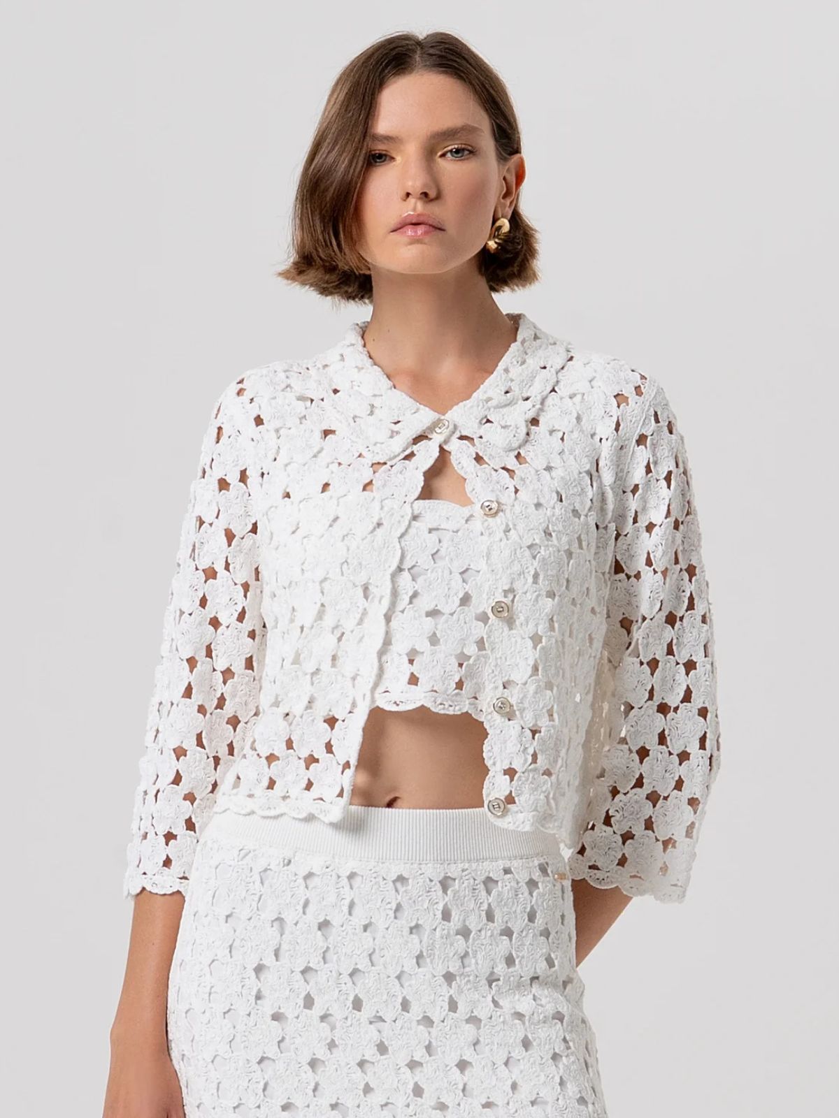 Fracomina - Cardigan regular in pizzo - Donna - World Fashion