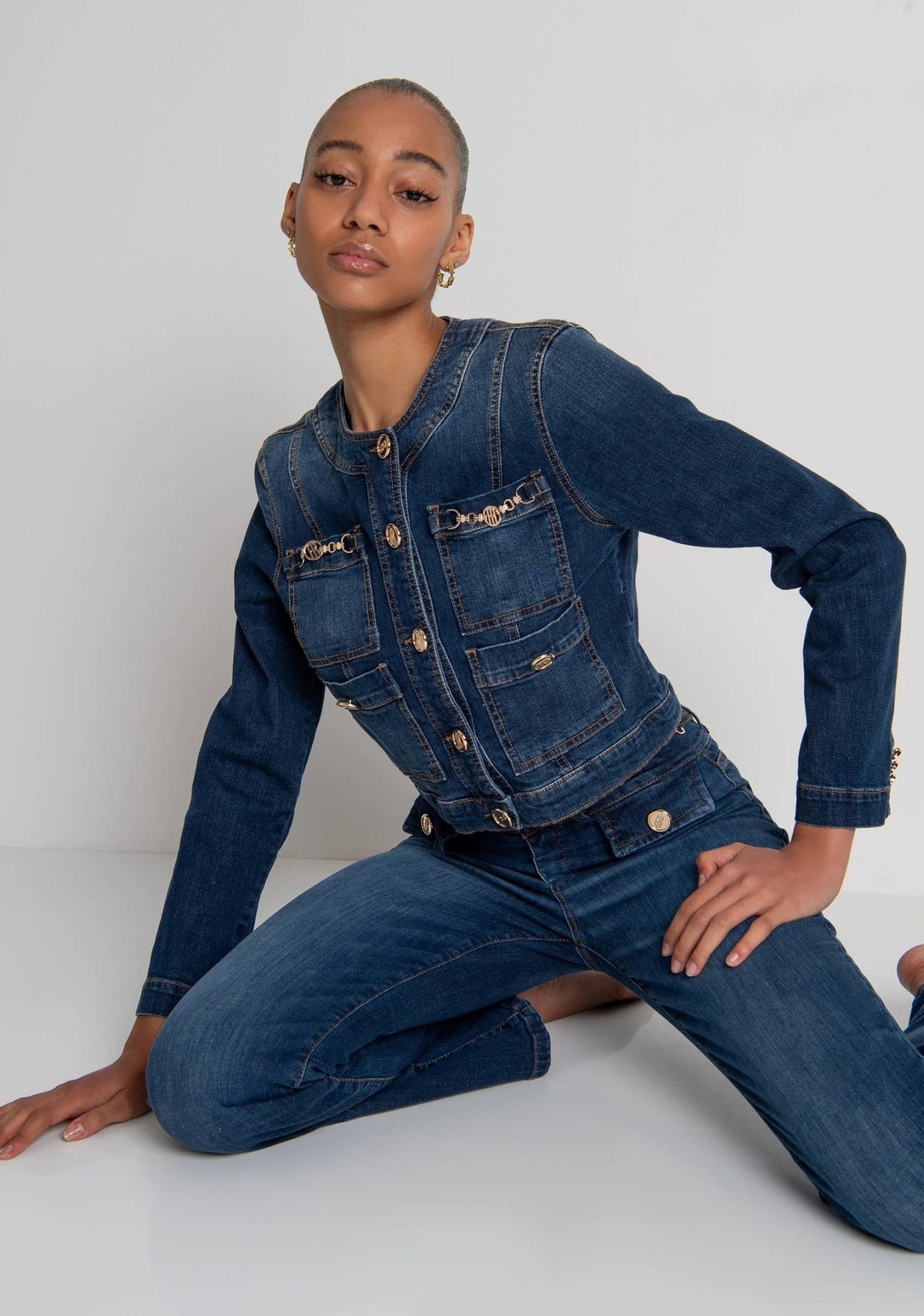 Fracomina - Giacca slim cropped in denim - Donna - World Fashion