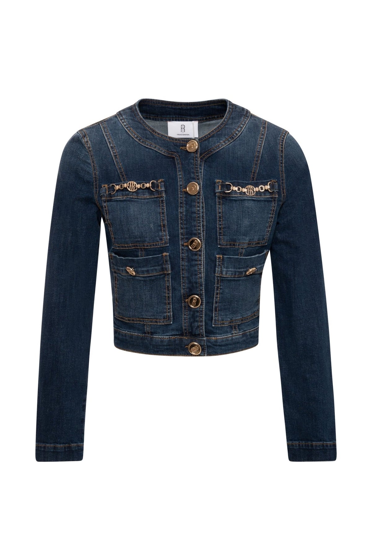 Fracomina - Giacca slim cropped in denim - Donna - World Fashion
