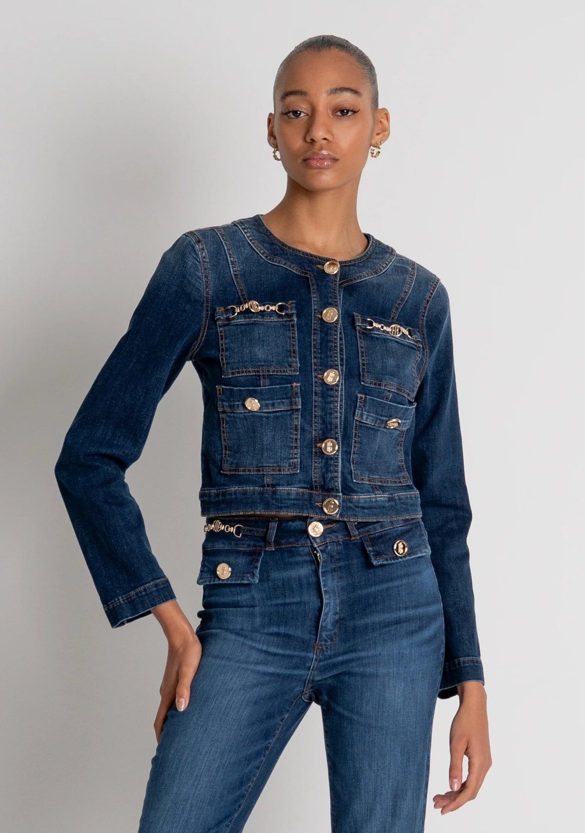 Fracomina - Giacca slim cropped in denim - Donna - World Fashion