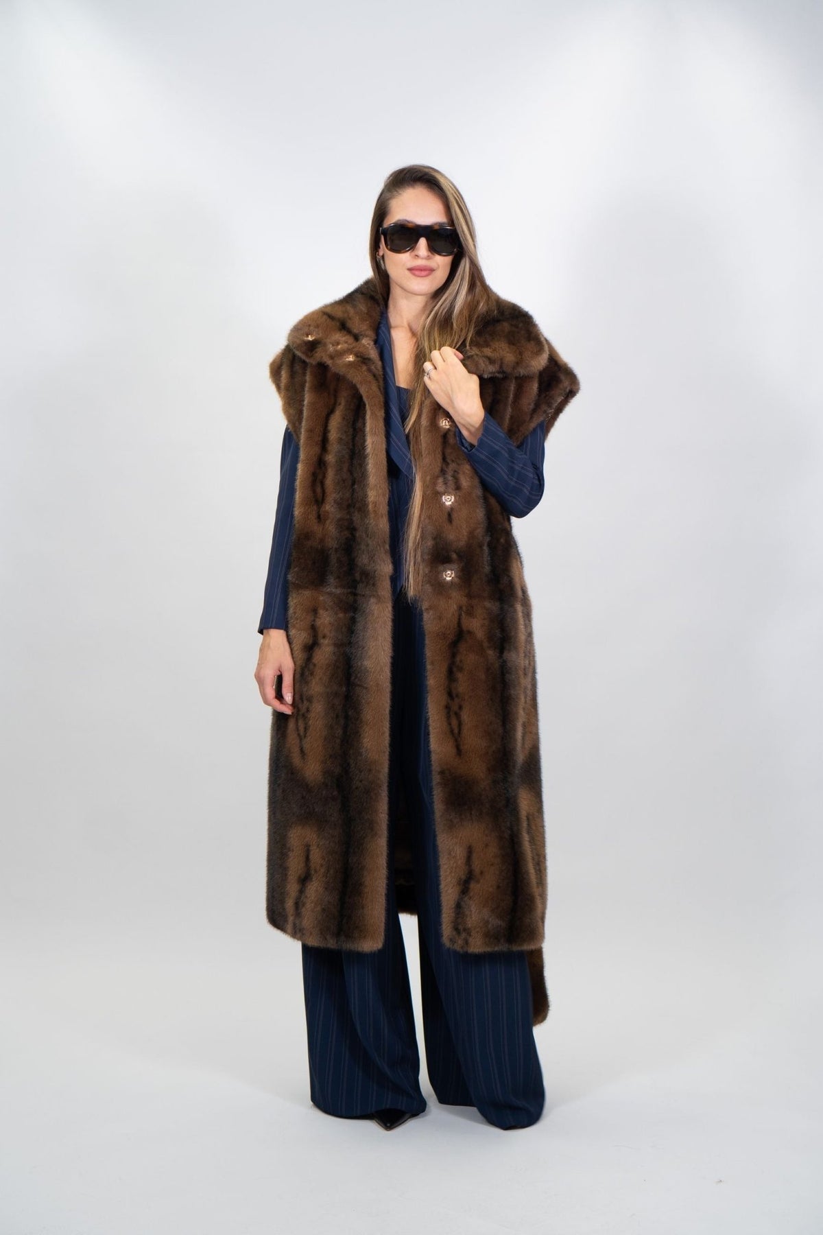 Fracomina - Gilet lungo in ecopelliccia con cintura - Donna - World Fashion