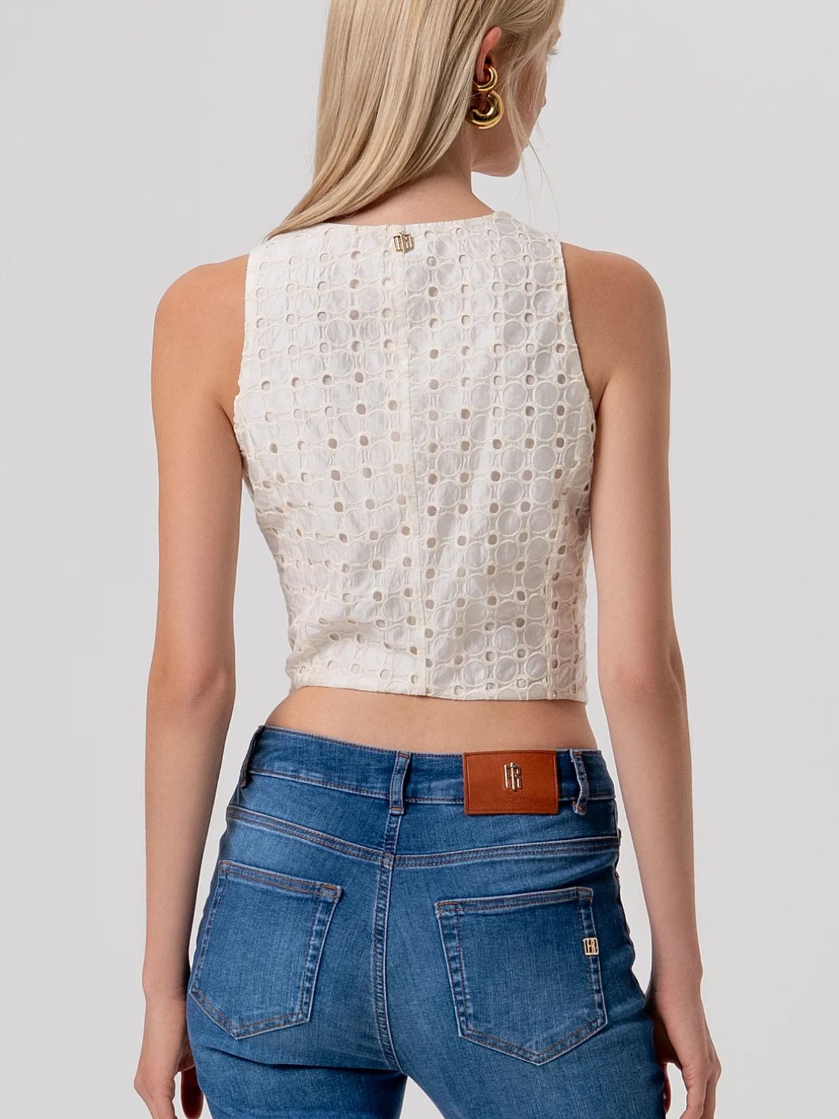 Fracomina - Gilet slim in pizzo San Gallo - Donna - World Fashion
