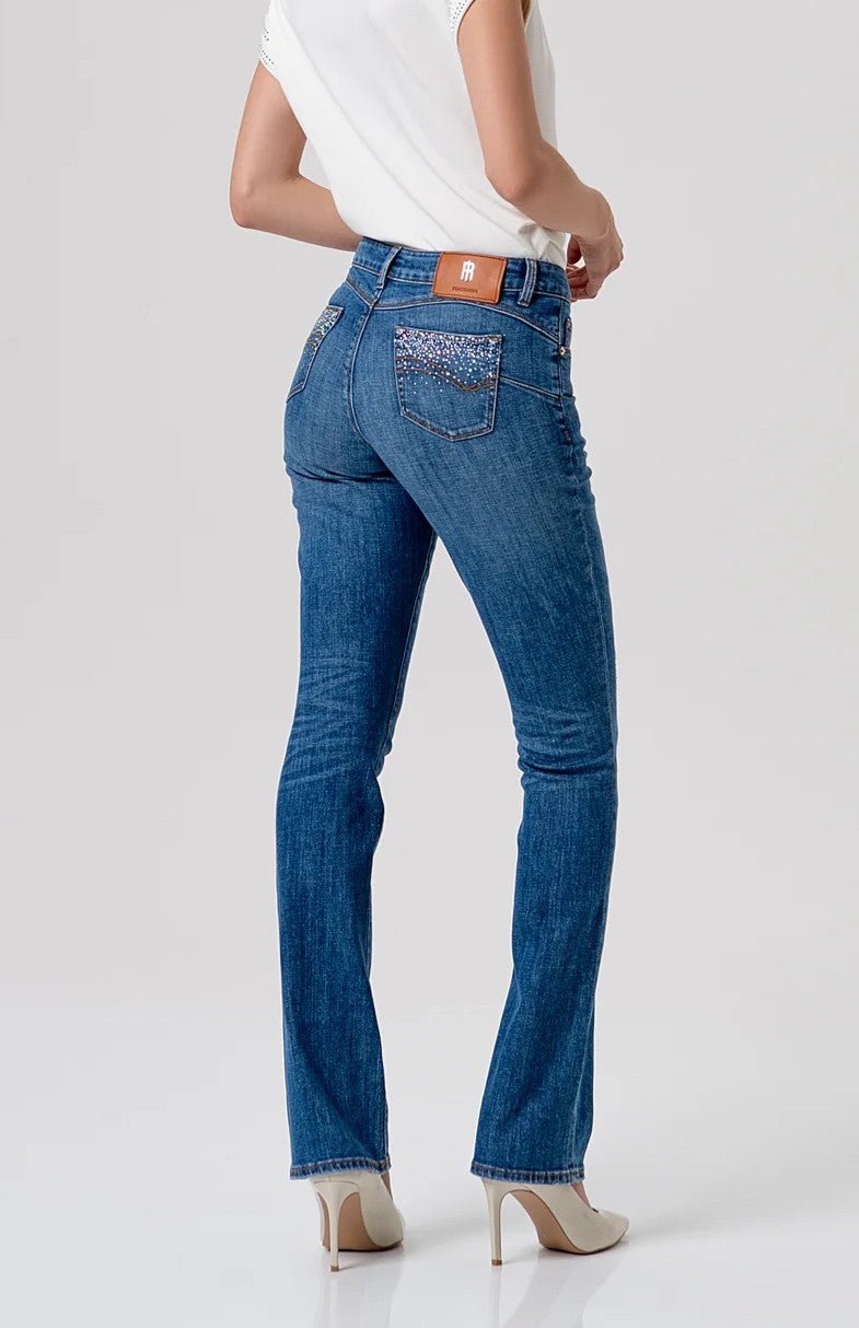 Fracomina - Jeans bootcut effetto push up in denim con lavaggio medio - Donna - World Fashion