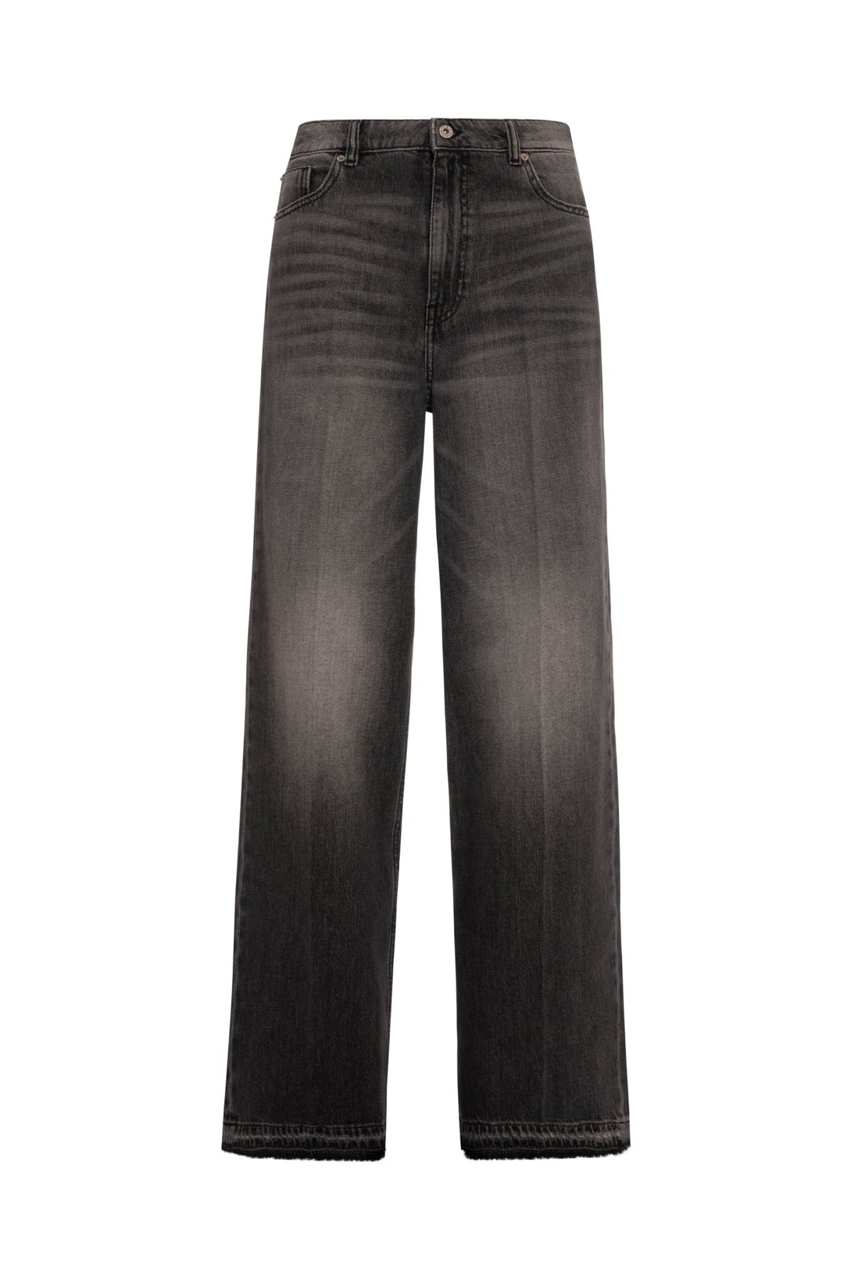 Fracomina - Jeans linea dritta in denim black - Donna - World Fashion