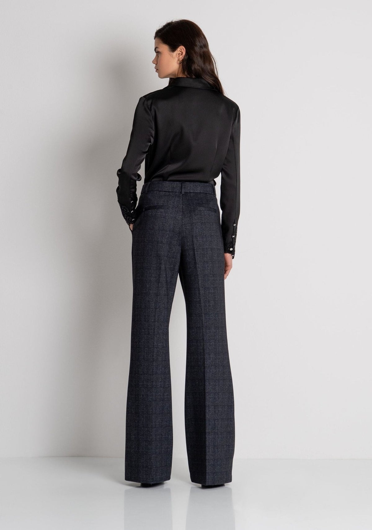 Fracomina - Pantalone linea dritta in Principe di Galles - Donna - World Fashion