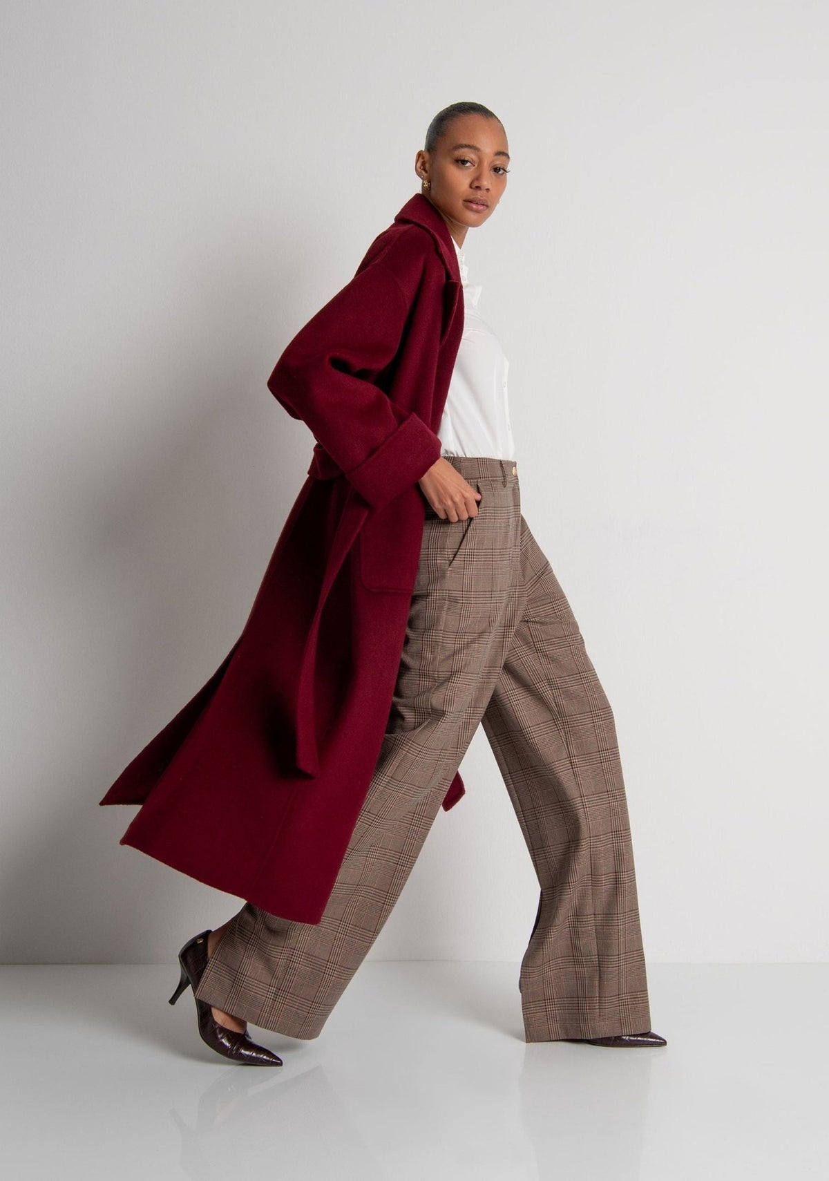 Fracomina - Pantalone linea dritta in Principe di Galles - Donna - World Fashion