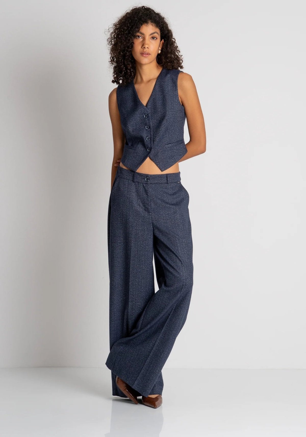 Fracomina - Pantalone wide a palazzo in tweed - Donna - World Fashion