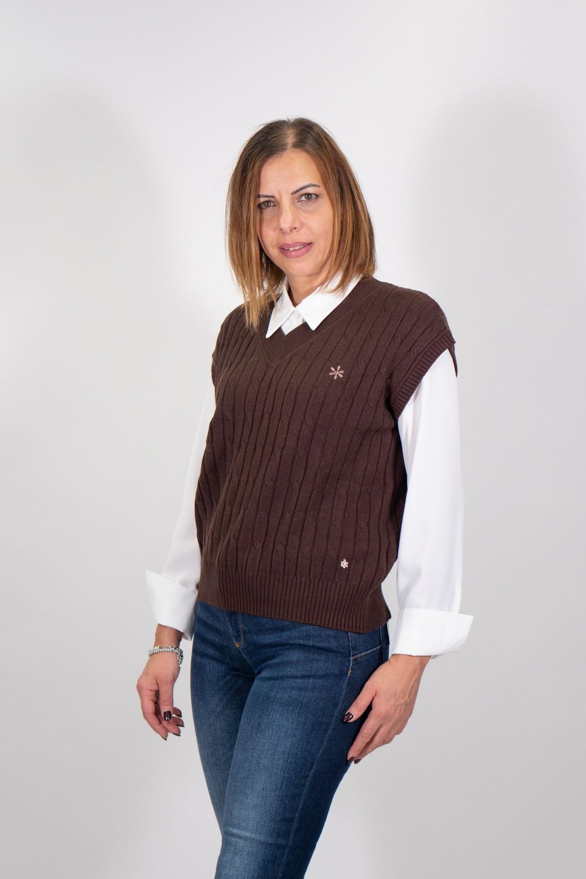 Fresh Flower - Gilet Trecce Con Logo F.7 - Donna - World Fashion