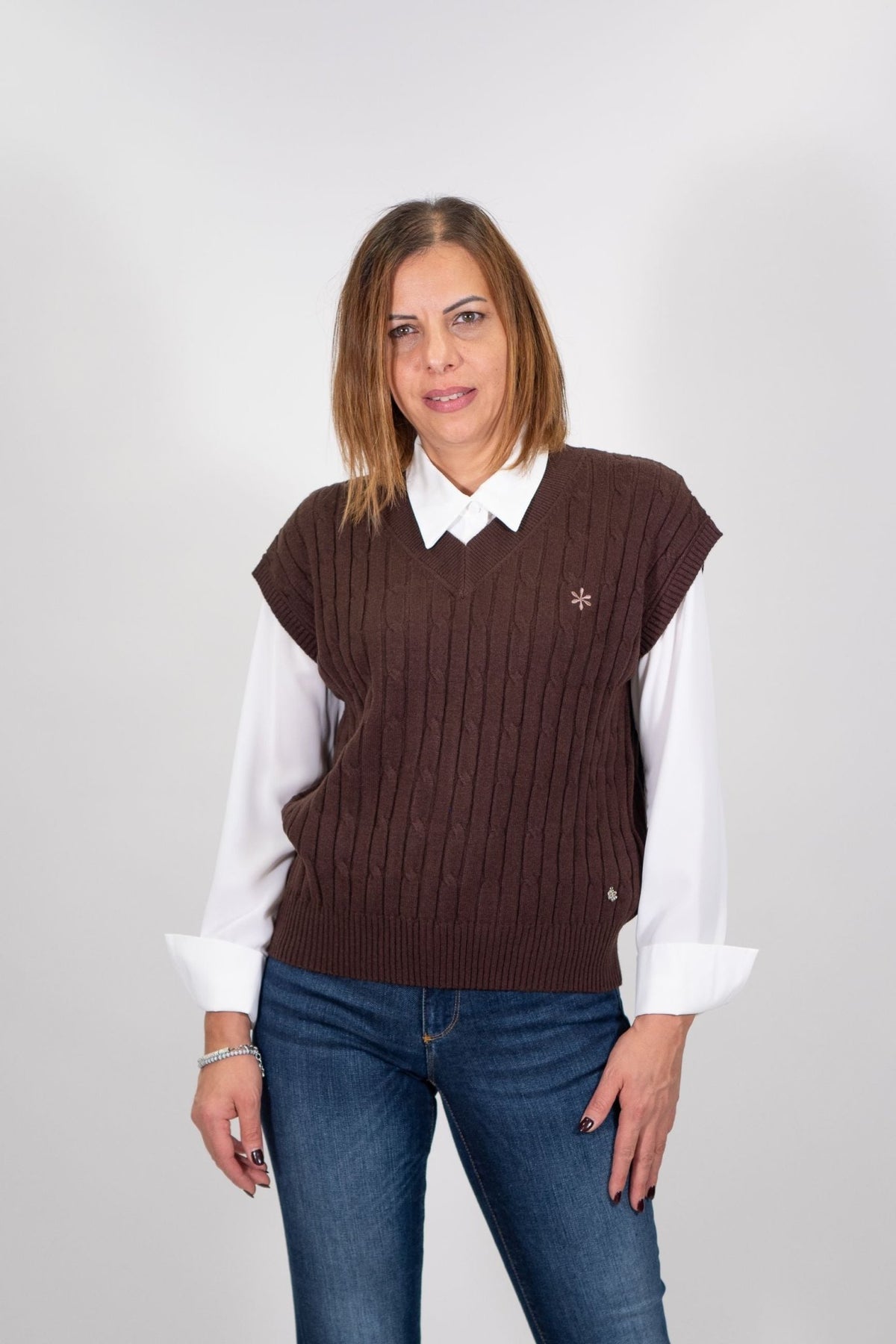 Fresh Flower - Gilet Trecce Con Logo F.7 - Donna - World Fashion