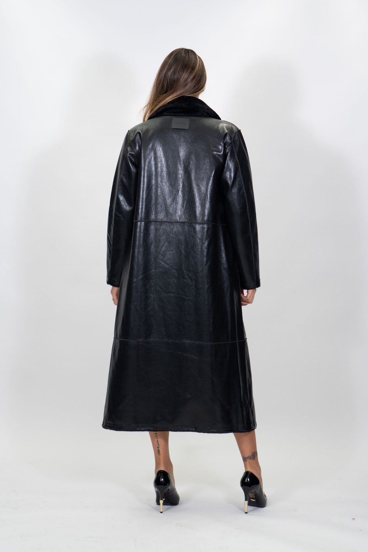Yes Zee - Cappotto in ecopelle ed ecopelliccia reversibile - Donna