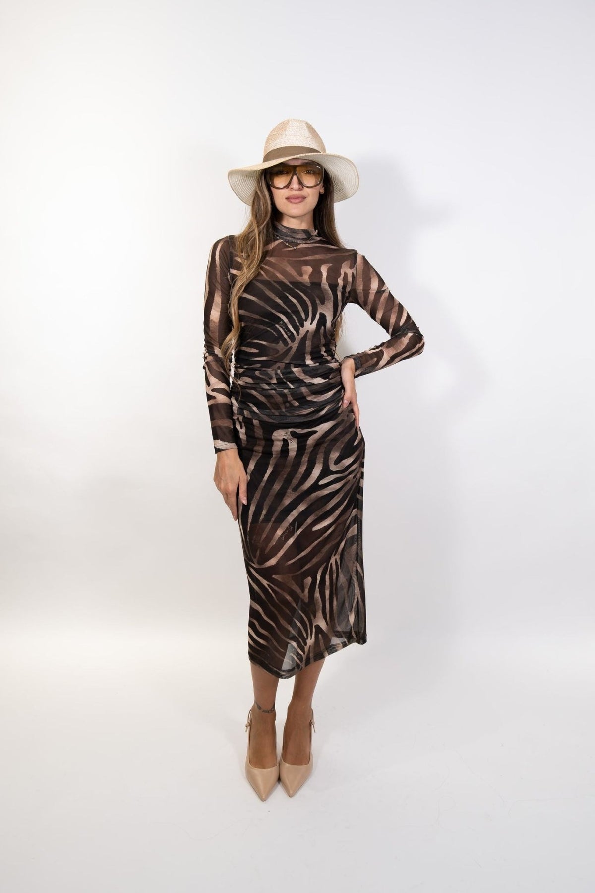 Gaudì - Abito lungo animalier con drappeggio - Donna - World Fashion