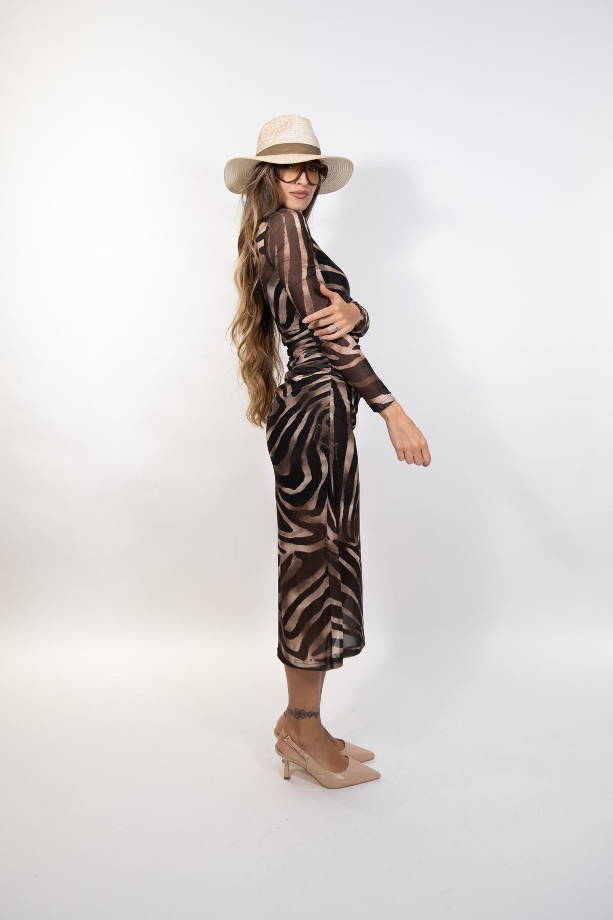Gaudì - Abito lungo animalier con drappeggio - Donna - World Fashion