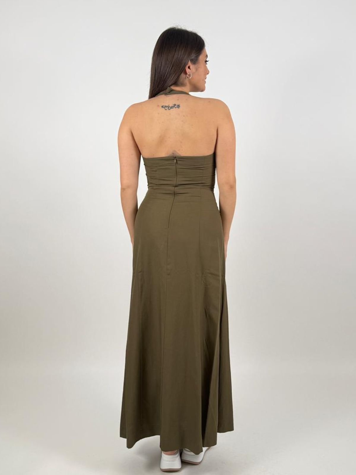 Gaudì - Abito Lungo Scollo All'Americana in misto lino - Donna - World Fashion