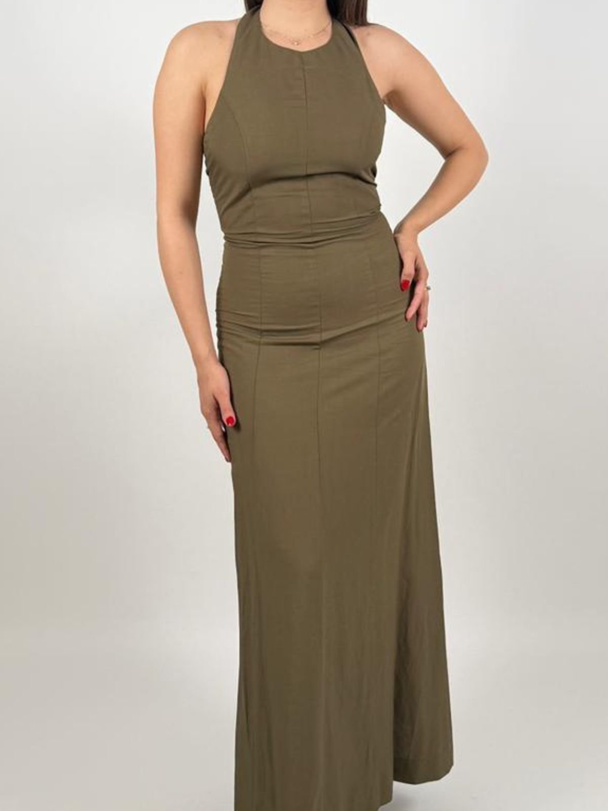 Gaudì - Abito Lungo Scollo All'Americana in misto lino - Donna - World Fashion