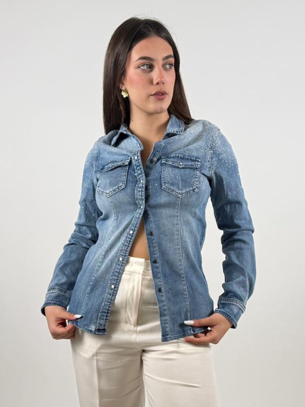 Gaudì - Camicia Denim con strass - Donna - World Fashion