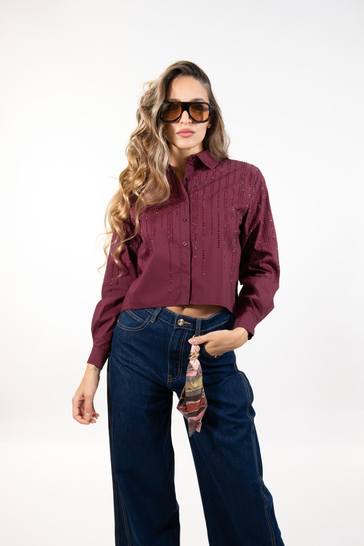 Gaudì - Camicia in popeline con mini borchie - Donna - World Fashion
