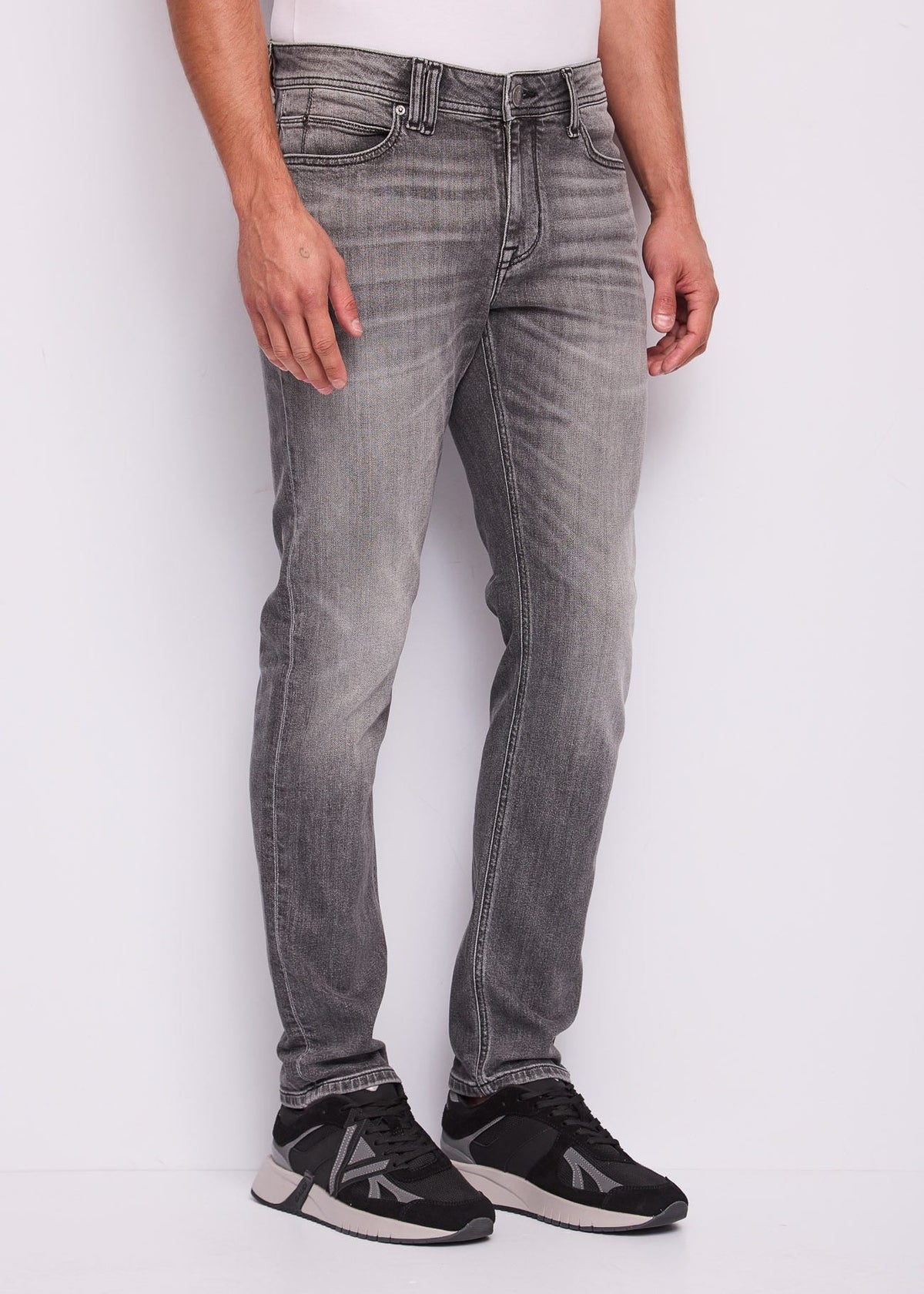 Gaudì - Jeans slim fit grigio effetto used - Uomo - World Fashion