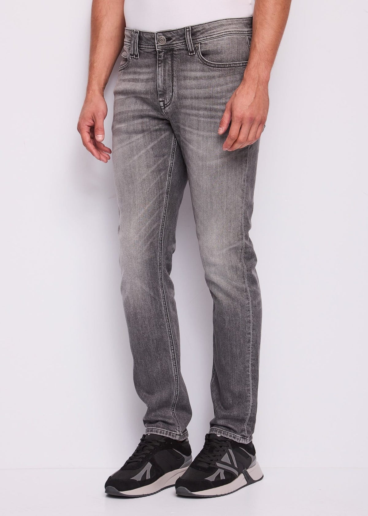 Gaudì - Jeans slim fit grigio effetto used - Uomo - World Fashion