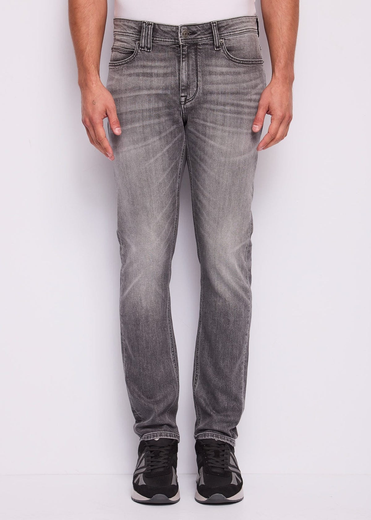 Gaudì - Jeans slim fit grigio effetto used - Uomo - World Fashion