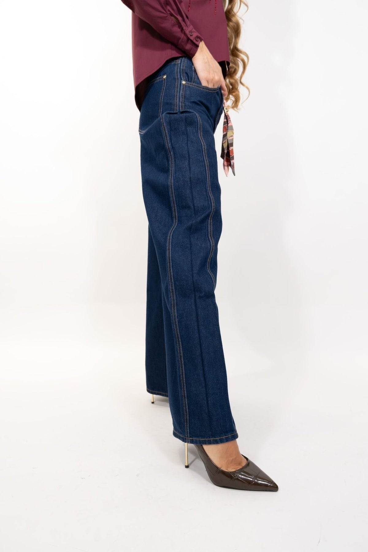 Gaudì - Jeans wide leg con foulard - Donna - World Fashion