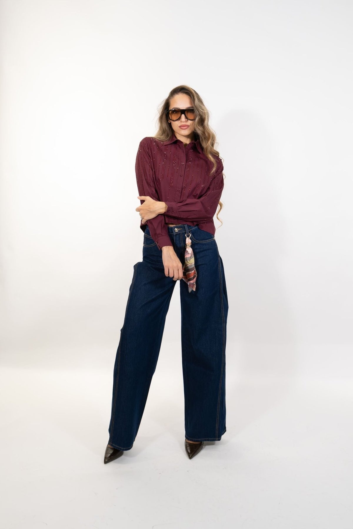 Gaudì - Jeans wide leg con foulard - Donna - World Fashion